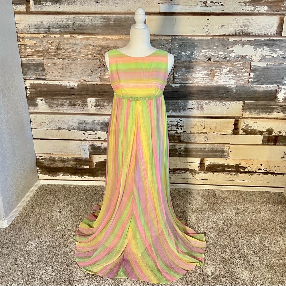 Lorrie Deb Vintage Pastel Rainbow Dress 1950’s RARE Colorful San Francis…